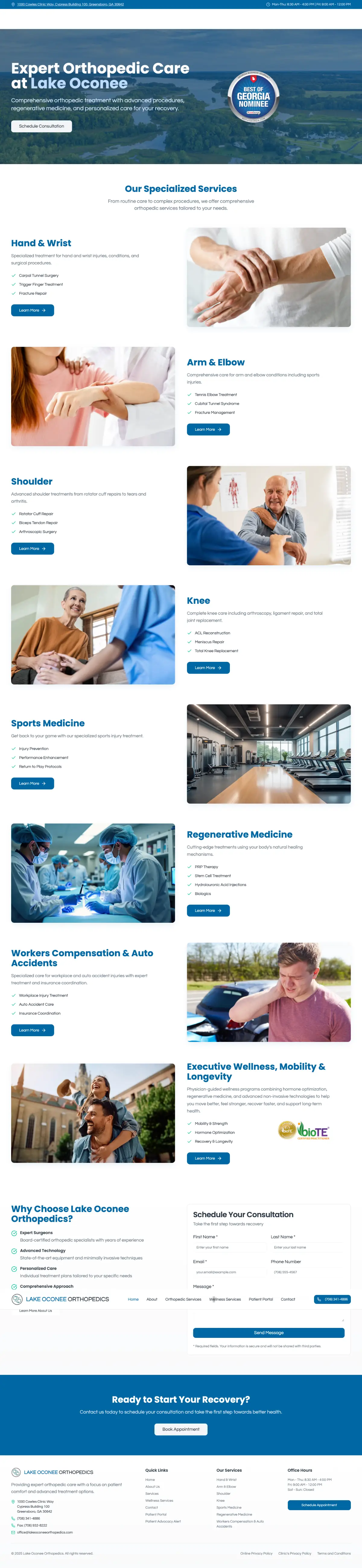 Lake Oconee Orthopedics website
