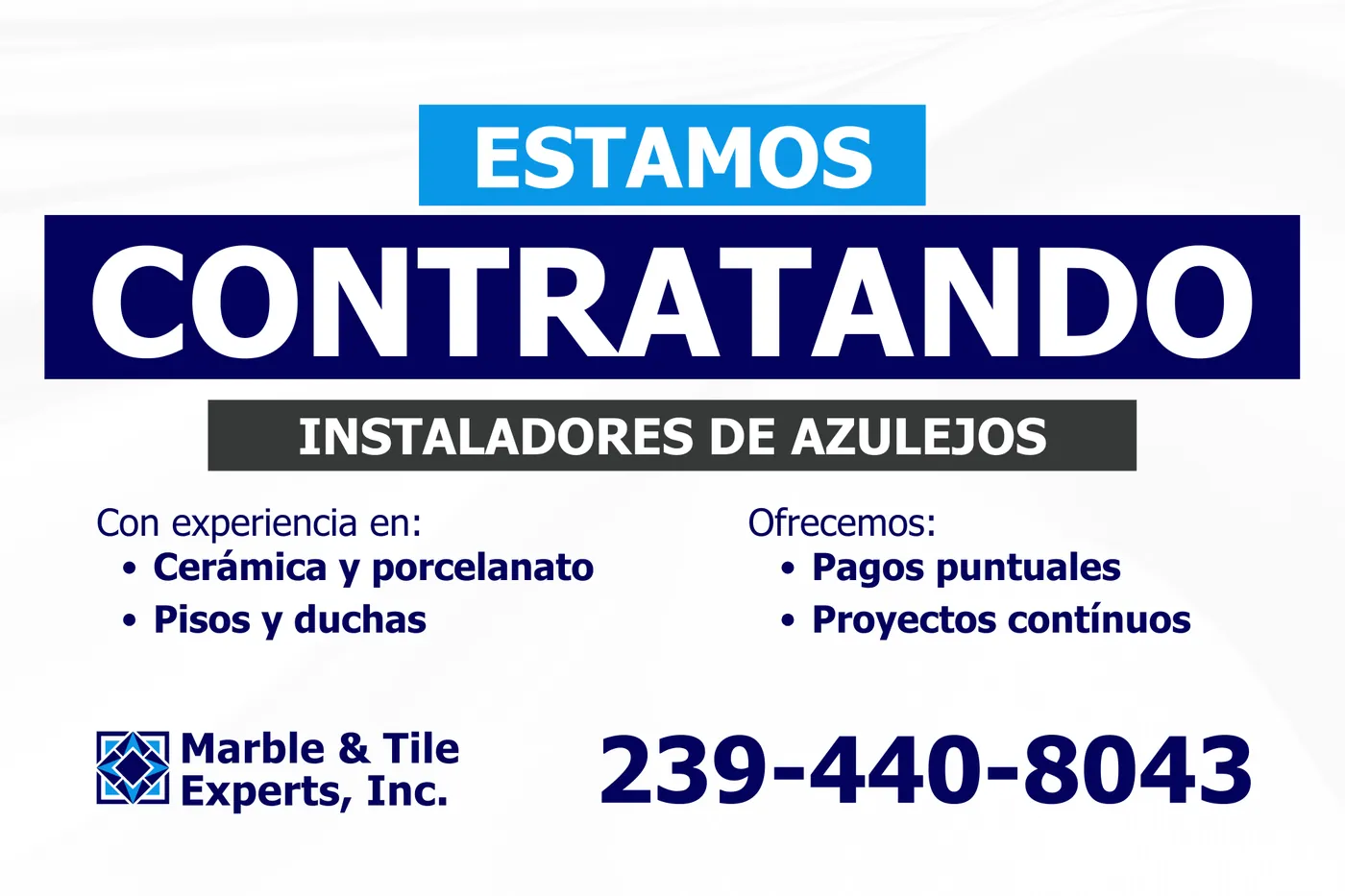 Spanish-language hiring sign