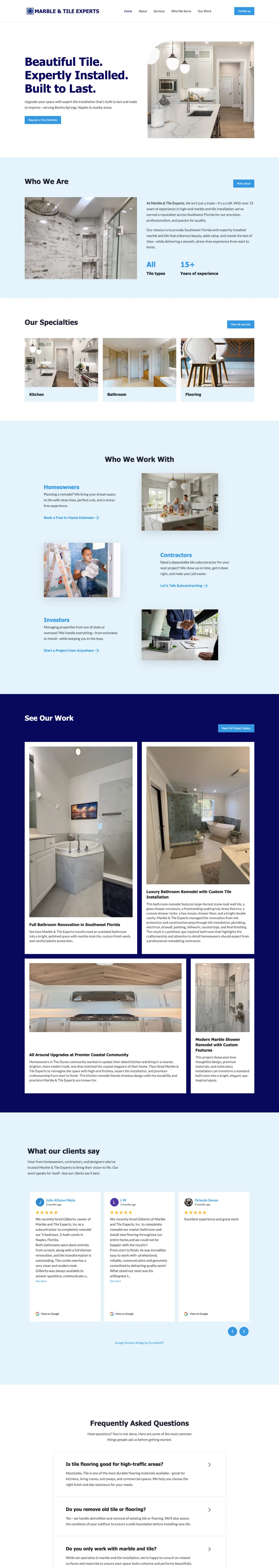 Marble and Tile Experts website